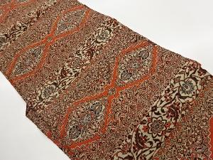 萬葉製　菱に華紋・唐草模様織出し名古屋帯